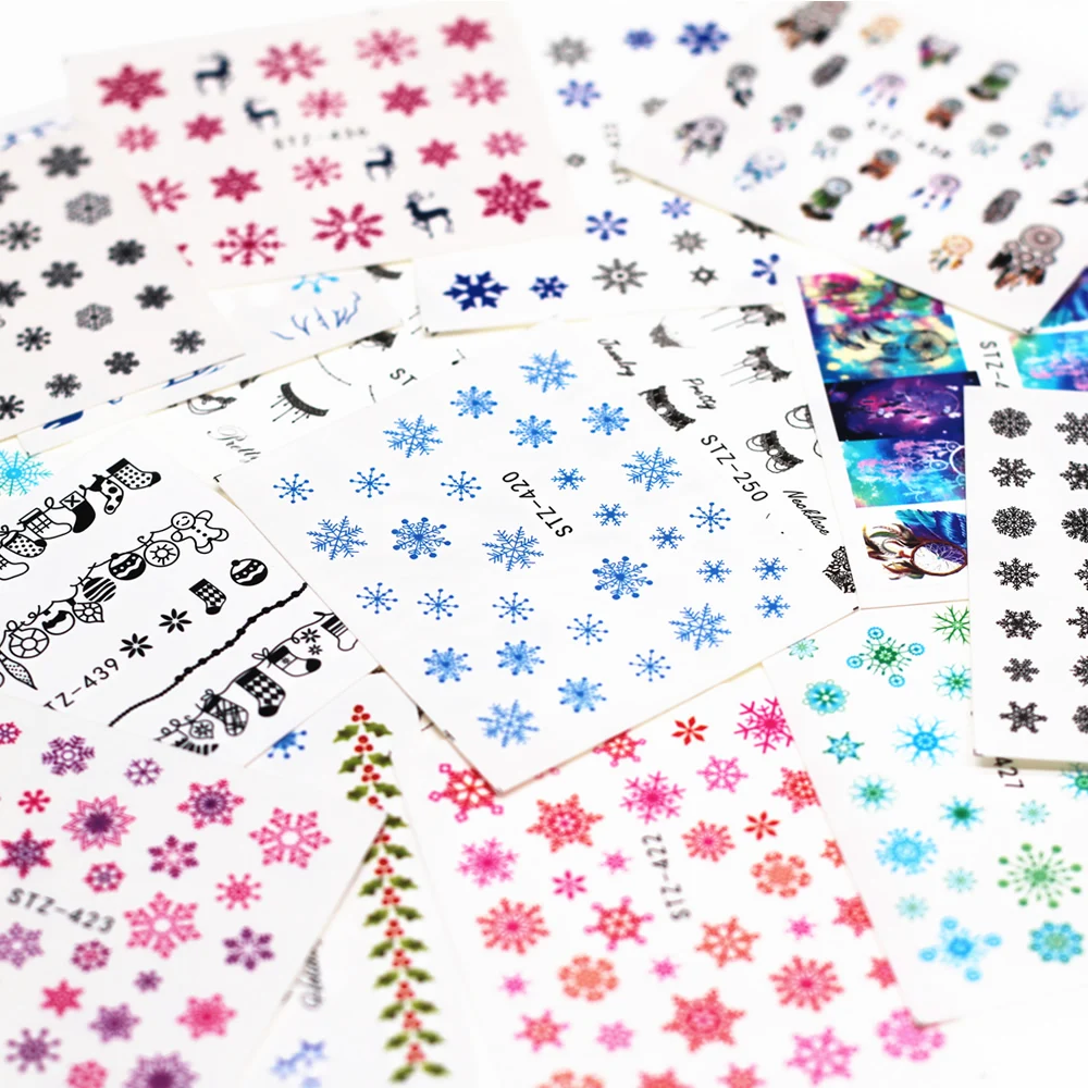 

1 Pcs Smiling Face Snowflake Cartoon Nail Water Sticker Leaf Lace Design Slider Nail Art Decal Beauty Foils Decoration M2s4