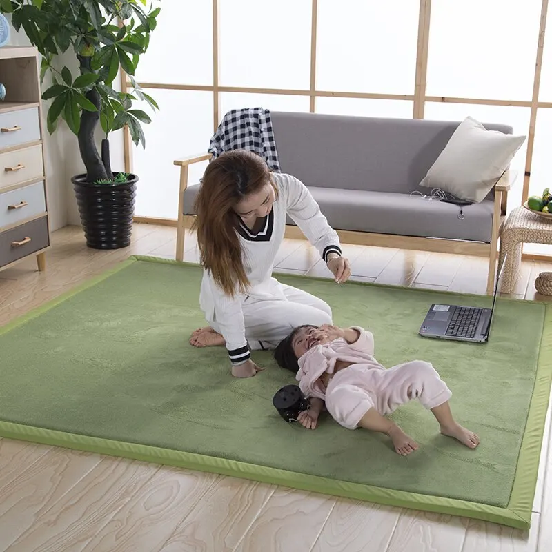Татами из плотного флиса кораллового цвета ковер гостиной одеяло спальня прикроватный коврик дети ползают ковер кровать противоскользящие одеяло