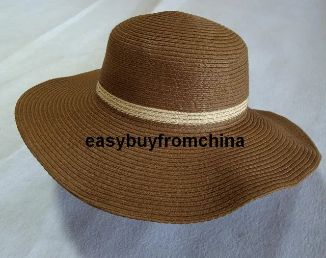 Cute Straw Sun Hat Beach Wide Brim Crushable Dark Brown Cute Straw Sun Hat Beach Wide Brim Crushable Dark Brown 54cm 3 8