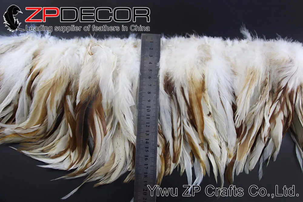 NATURAL BEIGE Strung Rooster Schlappen Feathers (6)