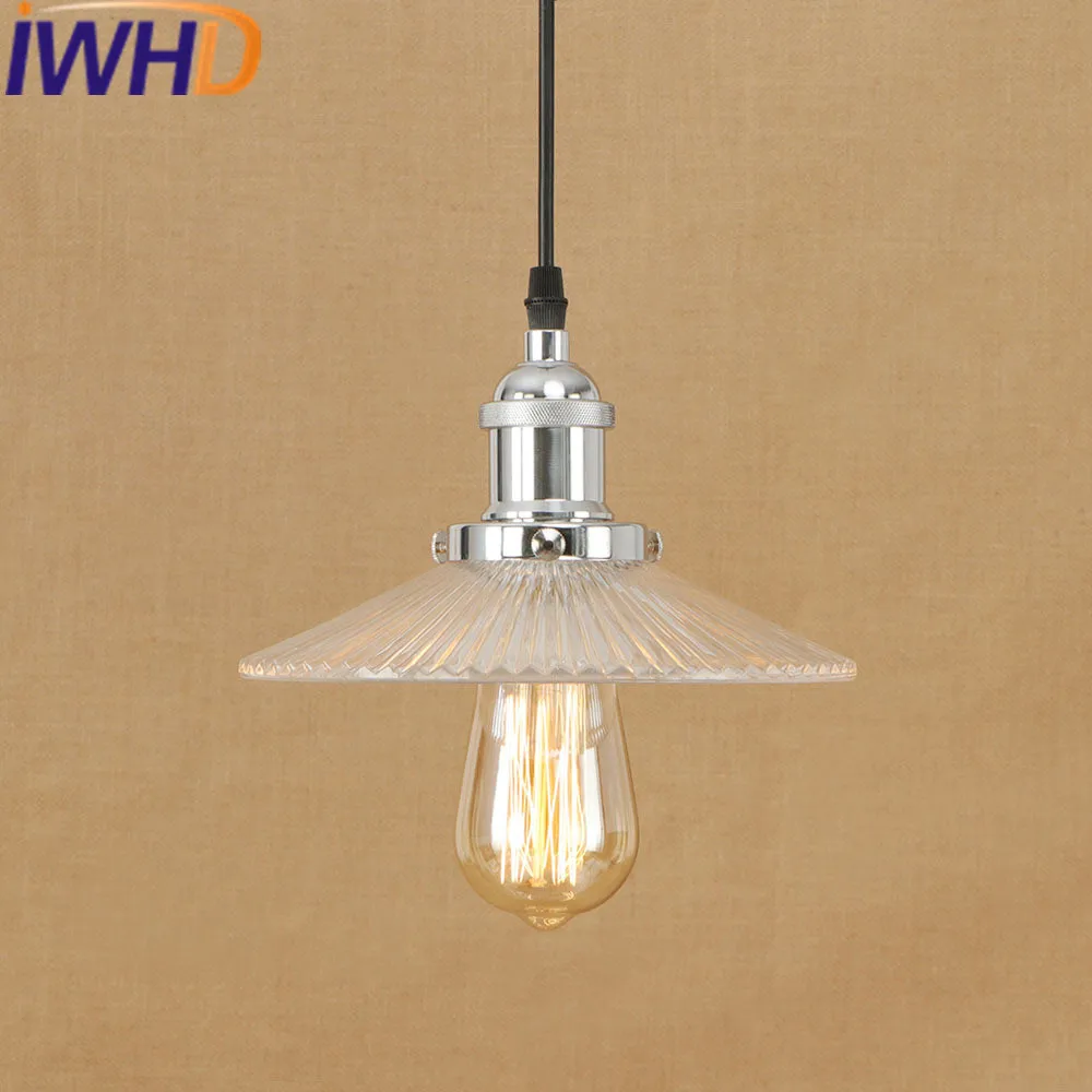 

IWHD Hanglamp Style Loft Vintage Industrial Pendant Light LED Glass Retro Lamp Kitchen Pendant Lights Iron Suspension Luminaire