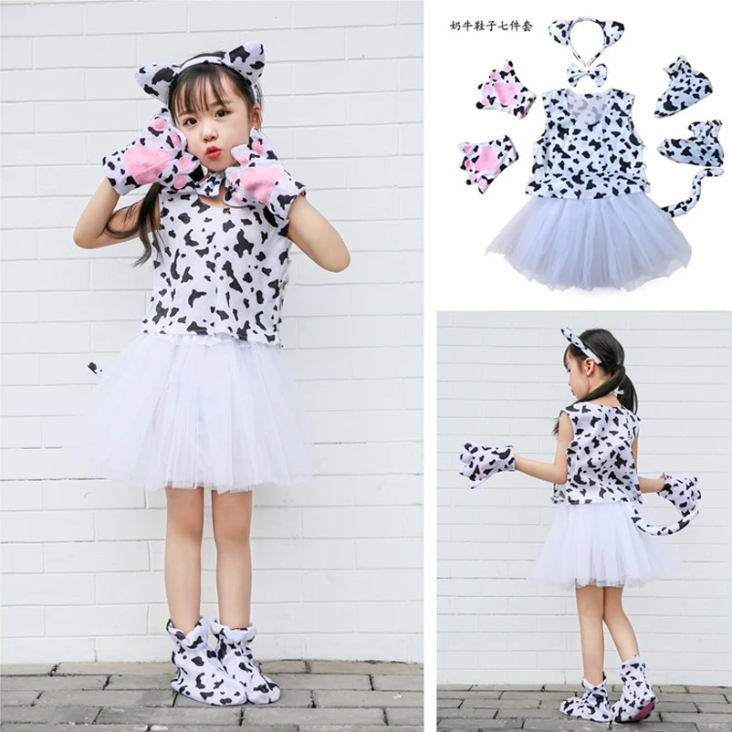 

Children's Day Animal Performance Cow Cosplay Costumes For Girls Boys Cartoon Princess Tutu Skirt