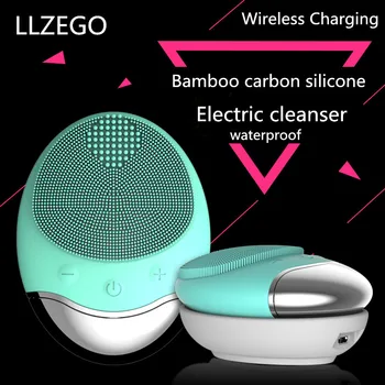 

wireless charge Electric Face washing Cleaning Massage Brush Waterproof bamboo charcoal Silicone Facial Cleansing Devices