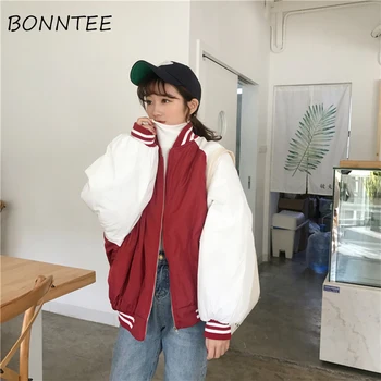 

Women Jackets Loose Trendy All-match Stand Collar Outwear Womens Fashion Korean Style Chic Couple Patchwork Zipper Basic Jackets