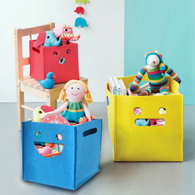Felt Storage Basket Toy Book smile funny face Storage Bag Portable