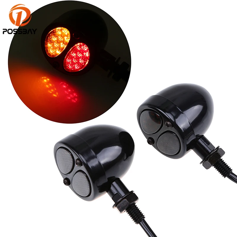 

POSSBAY 1 Pair Waterproof Motorcycle Turn Signal Light Red&Yellow 12V LED Moto Indicator Lamp For Flasher Blinker Brake Lights