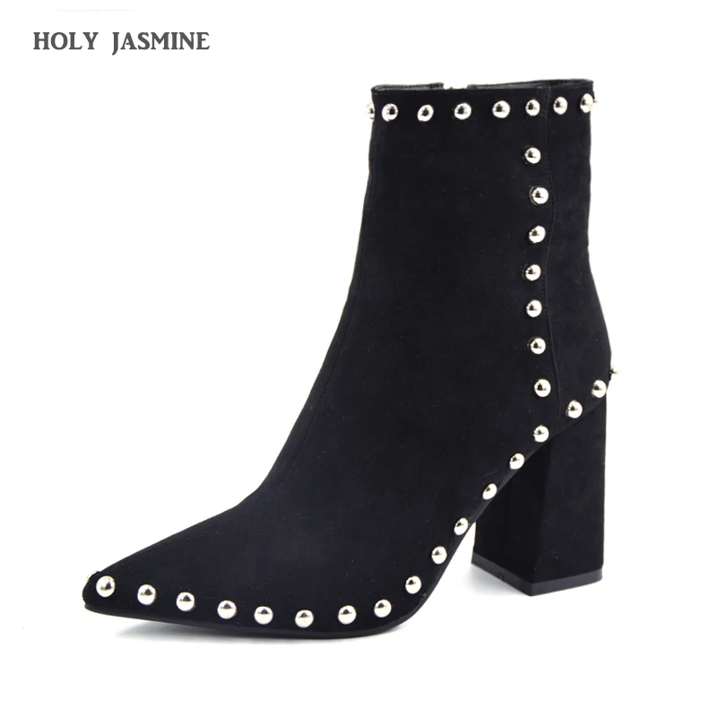 

Fashion High Heels Ankle Boots Woman 2019 Spring/Autumn New Brand Designer Party Dress Sexy Pointed Toe Thin Heels Short Boots