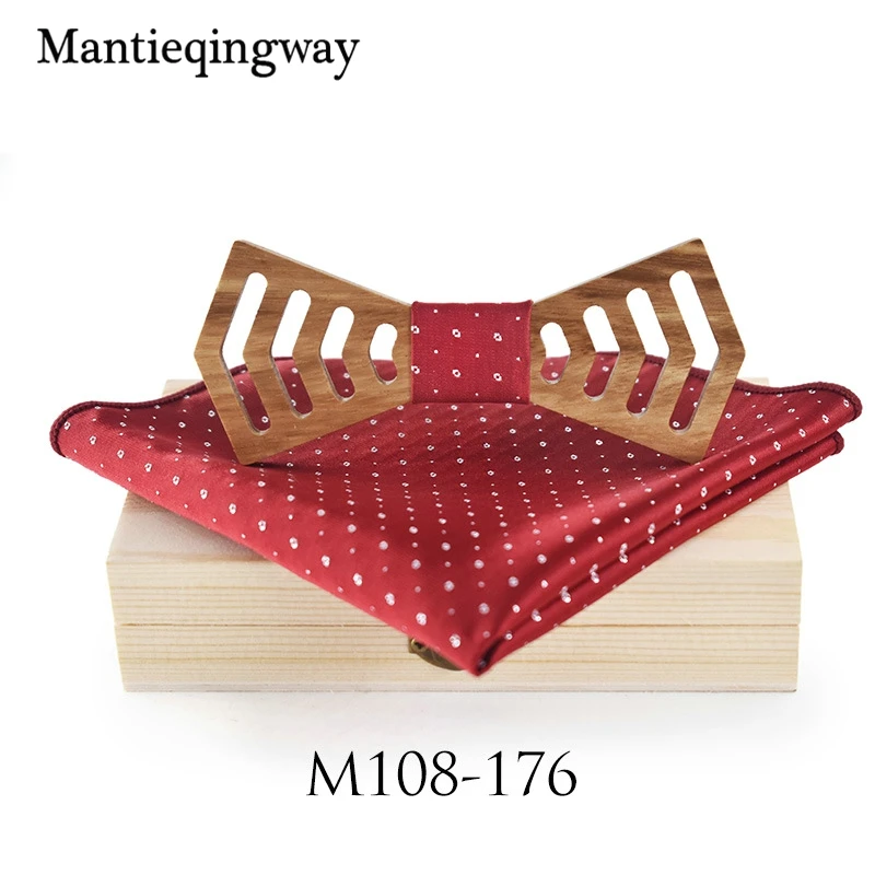Mantieqingway из полой древесины с бантом комплекты носовых платков для мужские