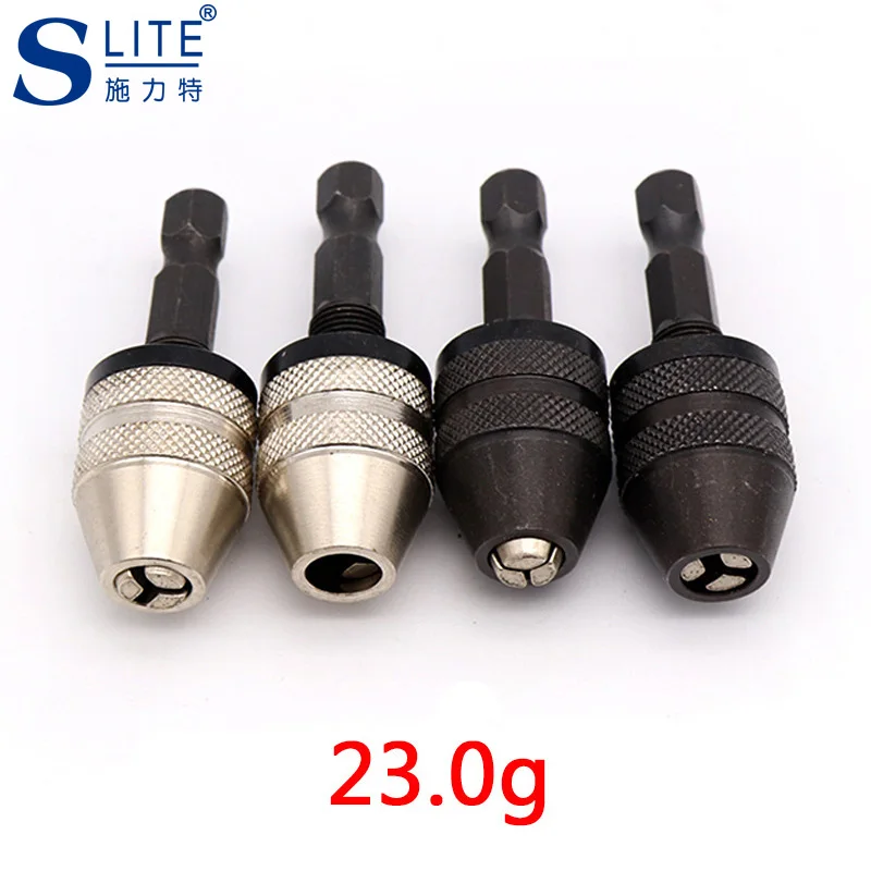 Slite Three Jaw Converter Chuck 0.3-6.5mm Six Corner Handle Push Pull Chuck Alloy Dremel Bit