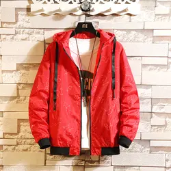 2019 Осенняя новая куртка мужская Звездное небо Печать тонкая ветровка с капюшоном черный синий белый красный активный корейский трендовый