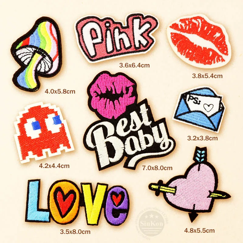 8 шт./лот Best Baby Pink Love Kiss нашивки значки сделай сам вышивка аппликация одежда товары
