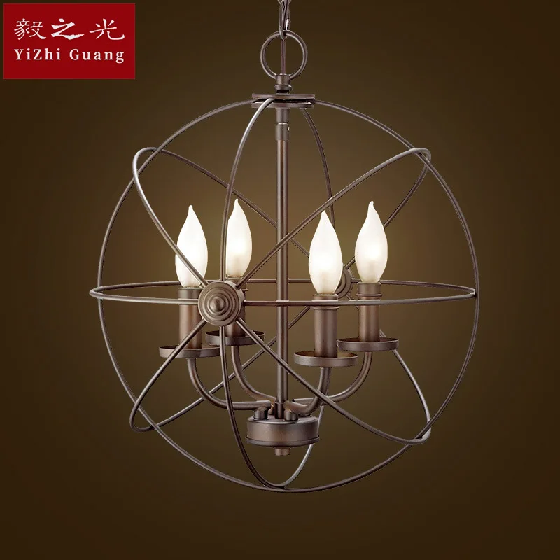 

style restoring ancient ways American industrial led lamp, wrought iron earth bull meals chandeliers household lighting