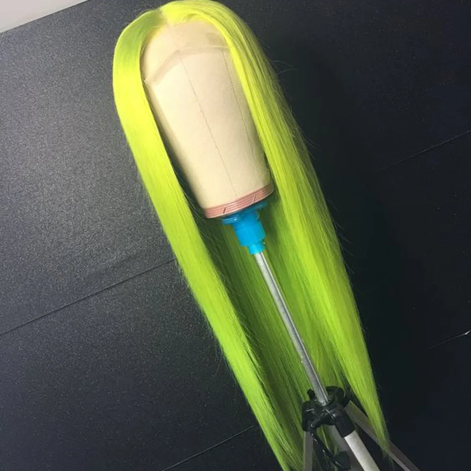 Зеленые прямые 13*4 человеческие волосы на кружеве парики для черных женщин предварительно сорвал с Детские Волосы бразильские не Реми волосы отбеленные узлы