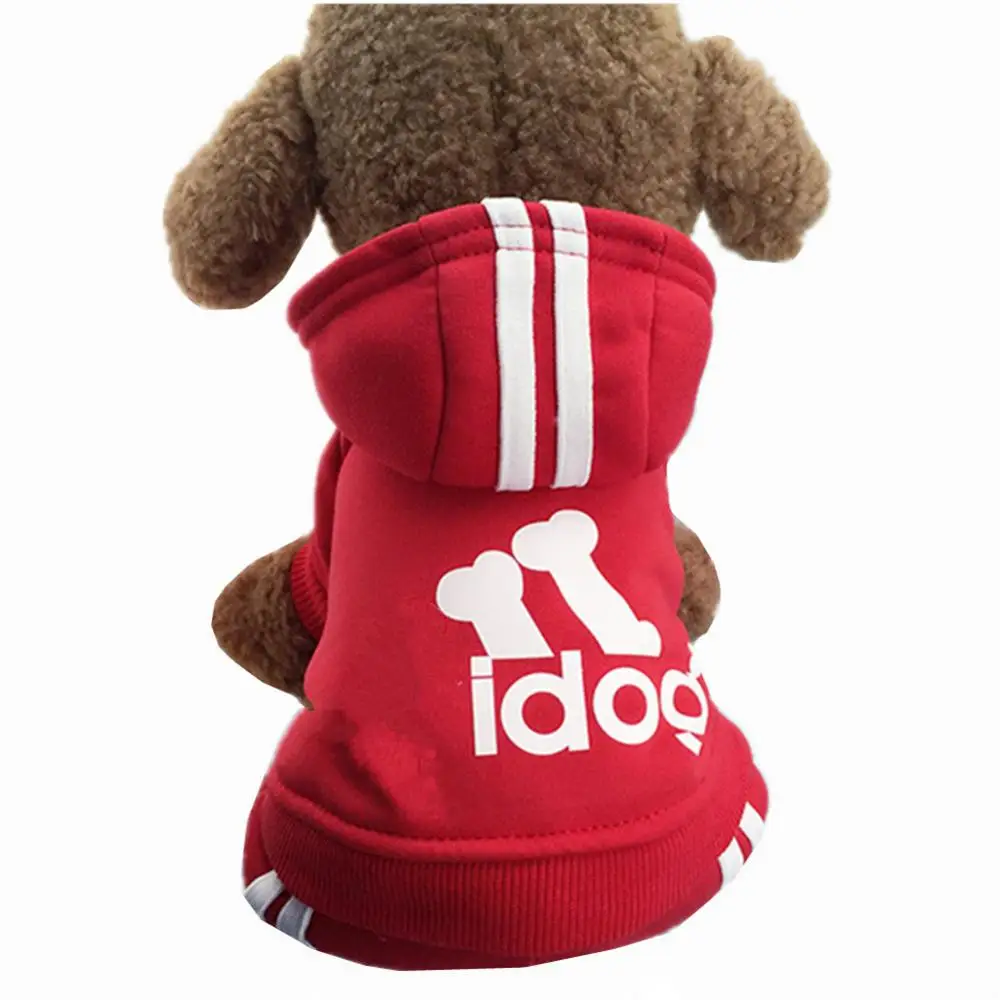 Осенняя теплая одежда для собак, мягкие хлопковые толстовки с капюшоном для маленьких собак, чихуахуа, мопса, свитер, одежда для щенков, пальто, куртка - Цвет: red