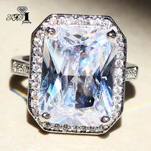 YaYI ювелирные изделия мода принцесса вырезать огромный 7.8CT белый цирконий серебристый цвет обручальные кольца вечерние кольца