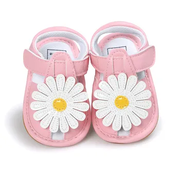 

Summer Baby Girl Flower Sandals First Walkers Newborn Girl Princess Shoes Moccasins Pink&White Baby Sandals For 0-18M Girl.CX28C