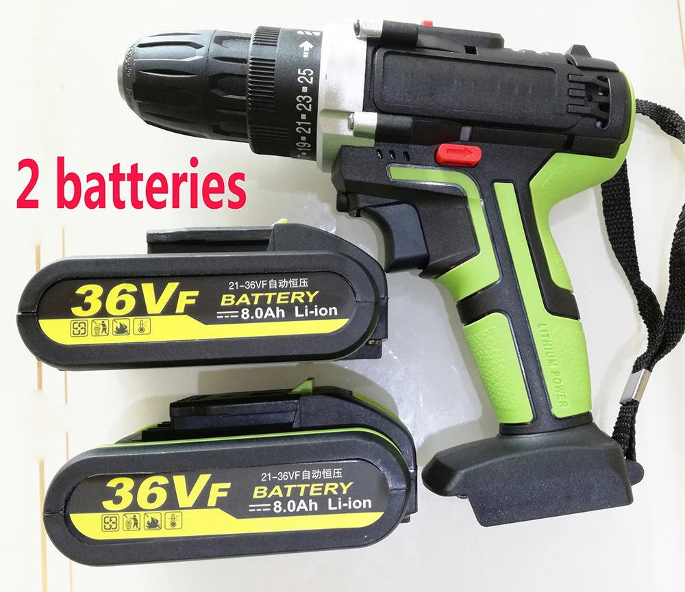 

Professional 36V Electric Impact Cordless Drill 8000mAh 2 Li-ion Batteries Wireless Rechargeable Home DIY Electric Power Tool