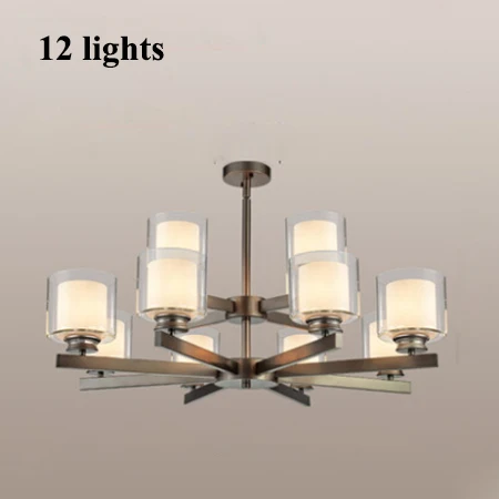 Современный металлический светодиодный светильник для люстры, стеклянный абажур для гостиной, светодиодный подвесной светильник для люстры, подвесной светильник для столовой - Цвет абажура: 12 lights