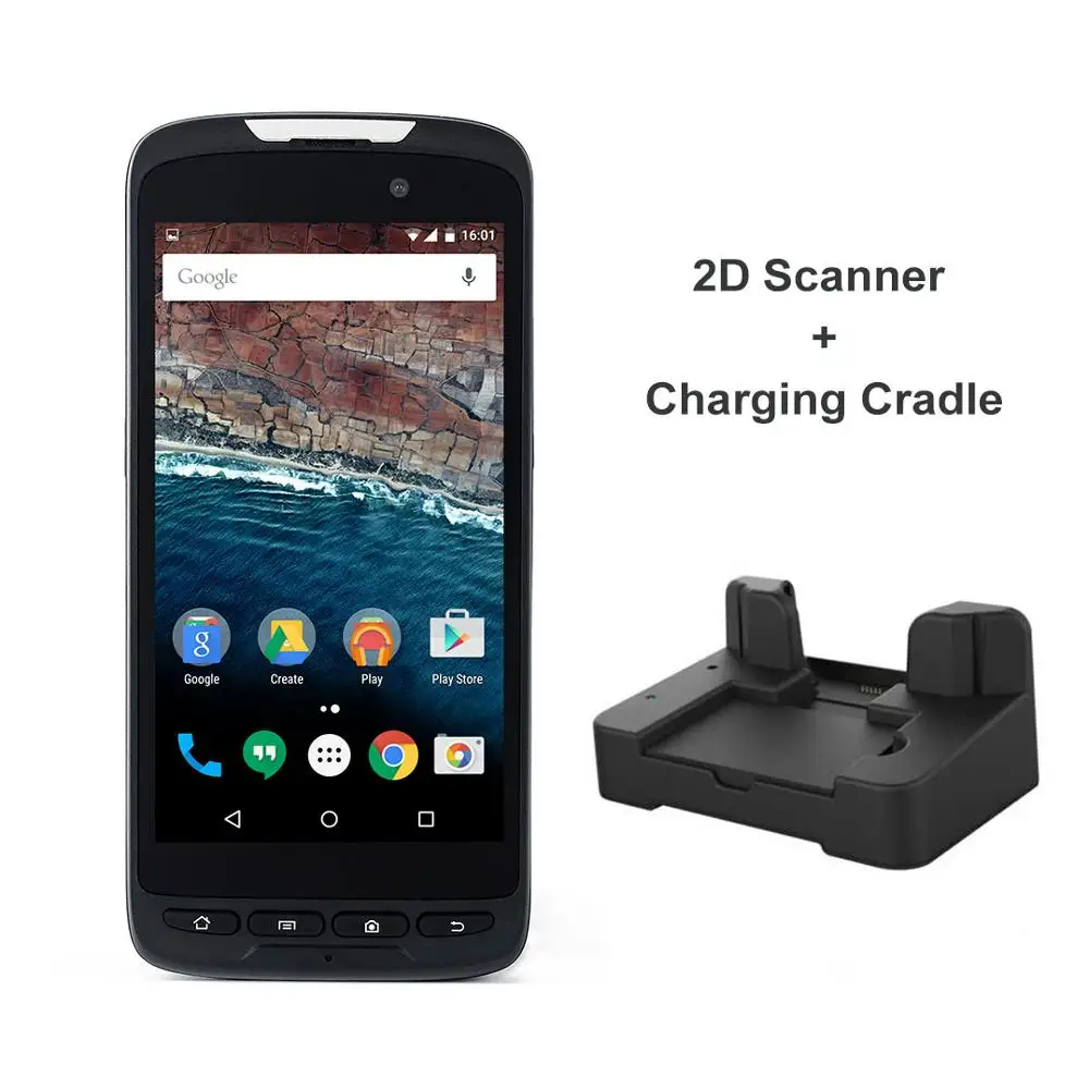 Прочный Открытый Android 8,1 Портативные Промышленные КПК Портативный сканер 2D штрих кода с NFC RFID gps Bluetooth - Цвет: 2D and cradle