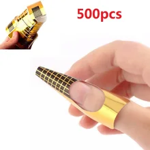Elecool 500 шт золотой гвоздь наконечники для акрилового УФ-геля для наращивания ногтей подковы для ногтей руководство для ногтей опт