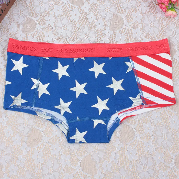 American flag US size women boyshorts girl knickers stars lady cotton
