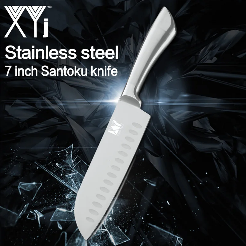 XYj нож для приготовления пищи из нержавеющей стали, 6 шт. в наборе, 8 ''7'' 5 ''3,5'', нож для нарезки хлеба Santoku, кухонный аксессуар - Цвет: D.7 santoku knife