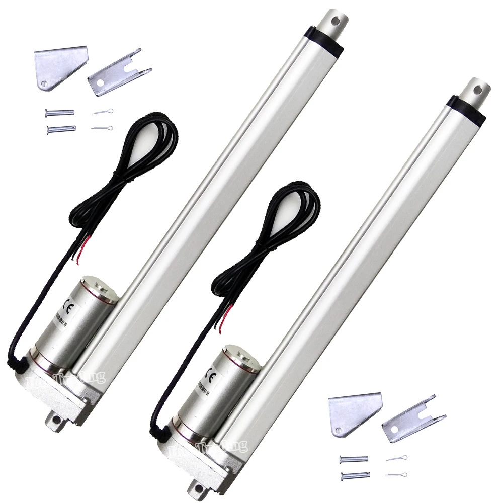Set of 2 12&quot 300mm Stroke Linear Actuator 4mm/s12V DC 1500N/150KG/330lbs Lift Heavy Duty Electric Tubular Motor Waterproof IP65 |