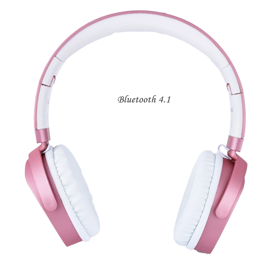 Новый год 2018 розовые музыкальные Bluetooth наушники бас гарнитура с микрофоном для