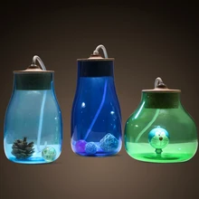 Креативная стеклянная банка синий светильник Зеленый Настольный светильник. Детская комната комплект из двух частей бутылка настольная лампа светильник. Художественная декоративная осветительная арматура
