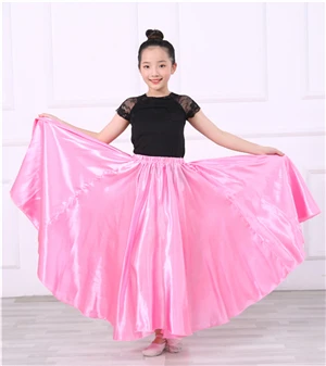 Юбка для фламенко для девочек, испанское платье для танцев, детские костюмы для выступлений на сцене, детские юбки для Фламенго - Цвет: Pink
