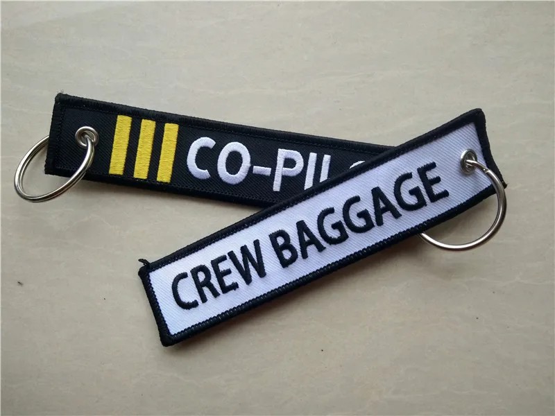 

3 Bar Co-Pilot Crew Baggage Aviation Embroidery Key Chain Keyring