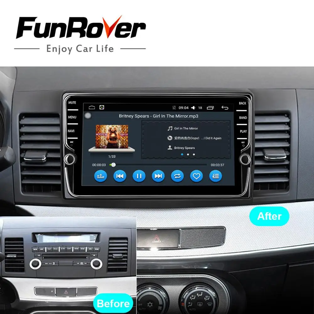Flash Deal Funrover 9"Android 8.0 Car dvd radio player for MITSUBISHI LANCER 2007-17 2 din gps Navigation multimedia stereo 2G RAM 32G ROM 1