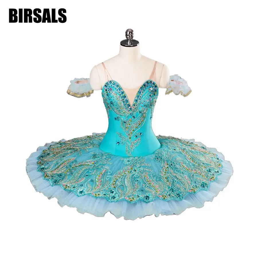 Adult Blue Green Competiton Ballet Stage Custume YAGP Women Pancake Tutu Ballerina Tutu Costume Dress BT9106