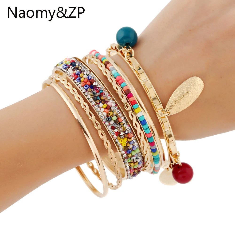 Naomy&ZP Brand Ethnic Bangle Boho Multilayer Bead Bracelet Luxury