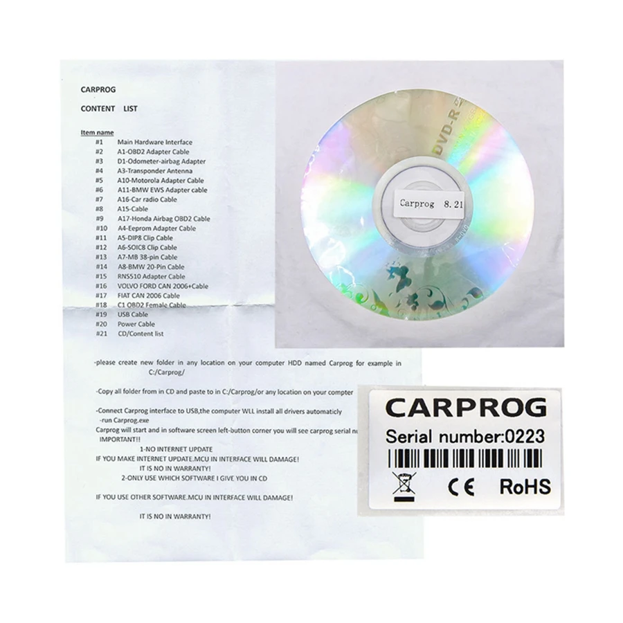 Новейший Carprog V10.93 V8.21 полный 21 адаптер для автомобиля Prog 10,93 8,21 ECU чип тюнинг онлайн ECU программист подушка безопасности инструмент сброса