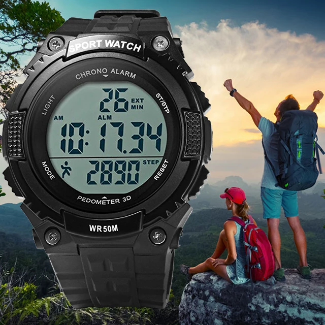 SKMEI шагомер цифровые часы Для мужчин спортивные Running S Водонепроницаемый Военная