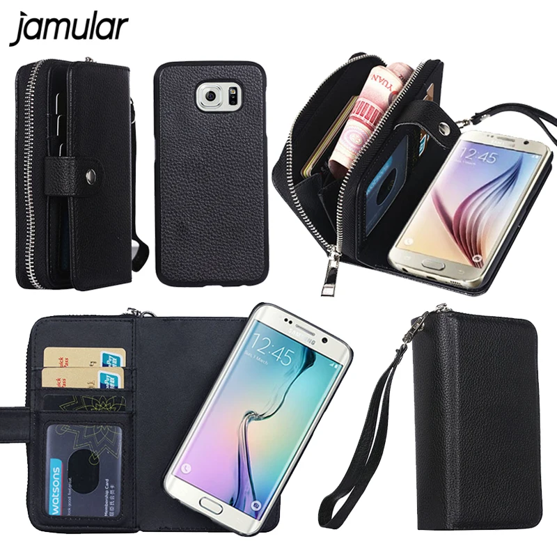 

JAMULAR Leather Handbag Wallet Phone Case for Samsung Galaxy S8 Plus S7 S6 Edge S5 Note 4 Note 5 A3 A7 A5 2017 Phone Bag Cover