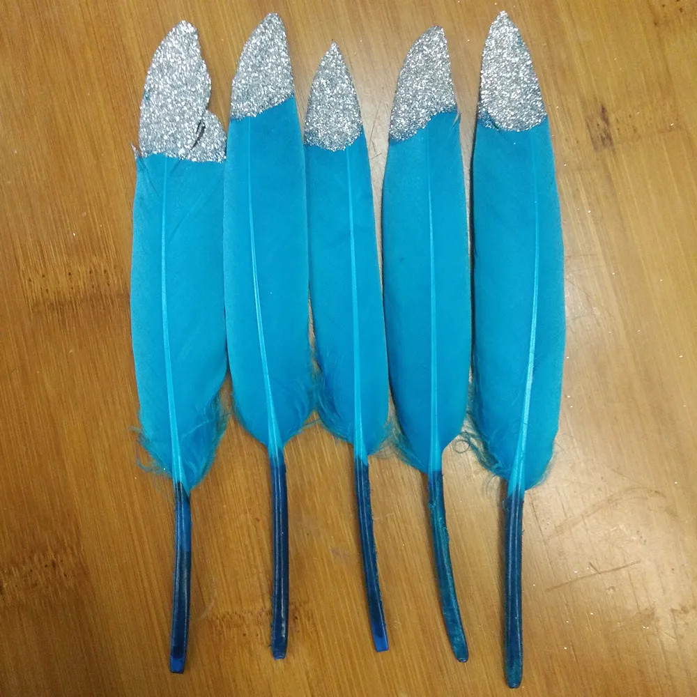 20pcs/Lot,Dyeing Goose Feathers,Sky blue+Silvery Feathers,Decorative