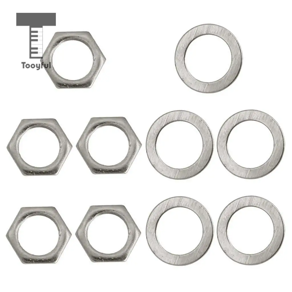 Tooyful 5 Pieces Iron Jack Socket Connector Nuts with Washers Set for Electric Guitar Bass Parts 9mm