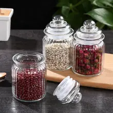 2pcs 900ML Transparent Seal Glass Storage Bottle Practical Simple Seasoning Pot Storage For Food Candies Tea Leaf Kitchen Gadget
