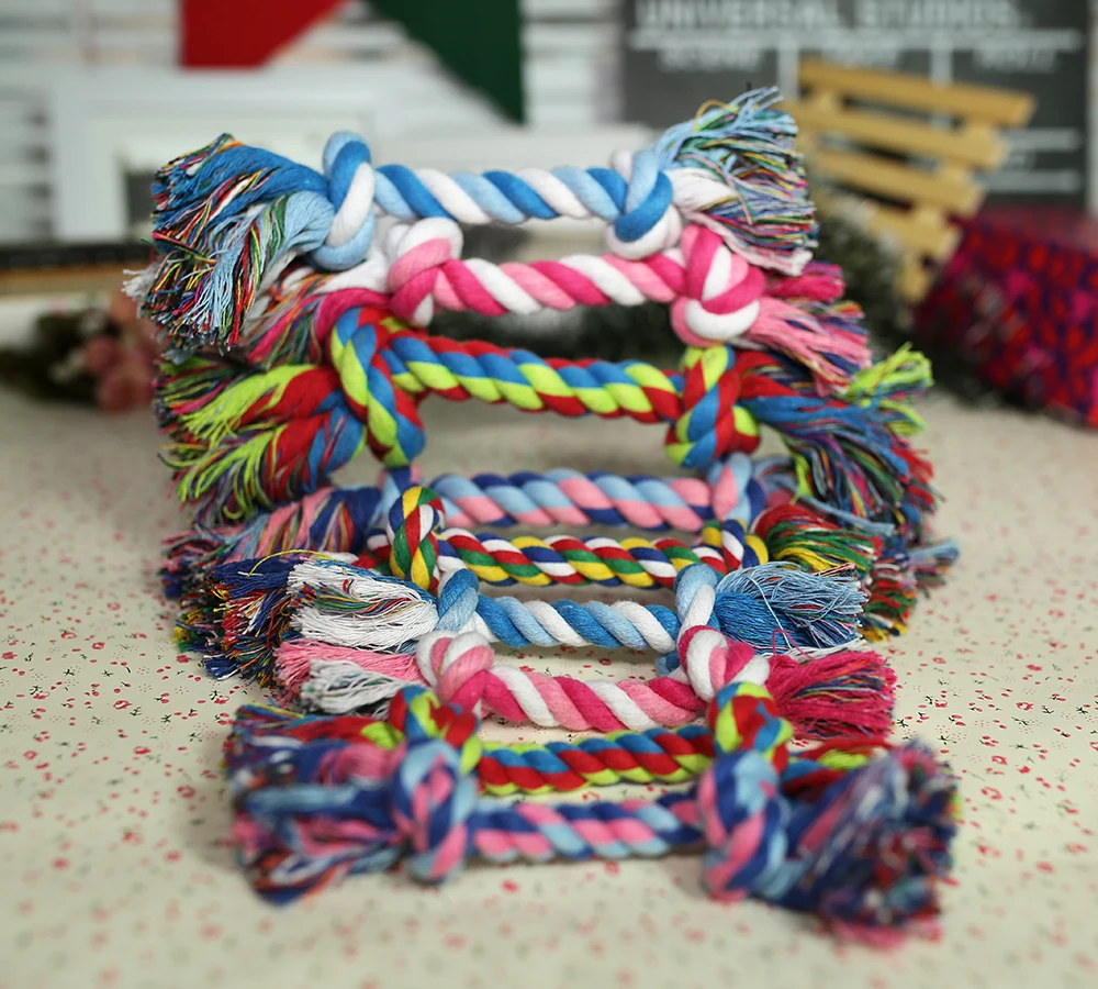 

Pets Dogs Supplies Pet Dog Puppy Cotton Durability Chew Knot Toy Durable Braided Bone Bite Rope Outdoor Traning Funny Toys Tool