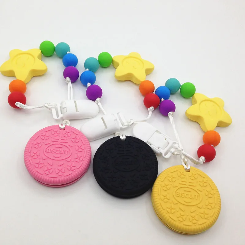 Teething Biscuit Teether Chew Toy Silicone For Baby Pendant Jewellery Cute