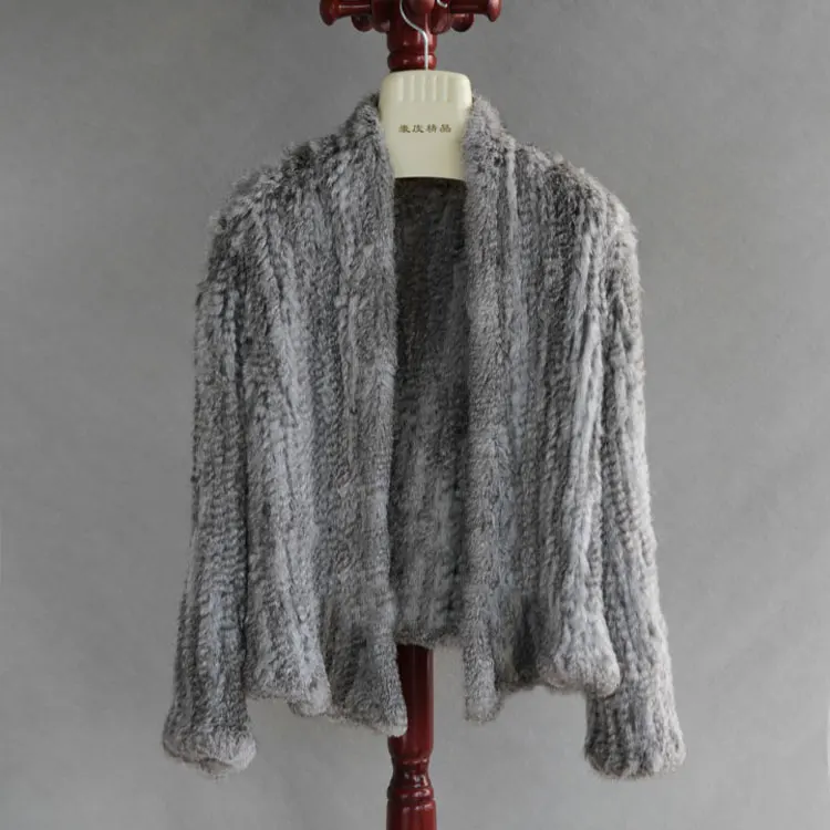 15 цветов,, зимнее женское вязаное пальто из натурального меха кролика, австралийская Женская свободная Меховая куртка, пальто, плотное пальто, верхняя одежда - Цвет: natural grey