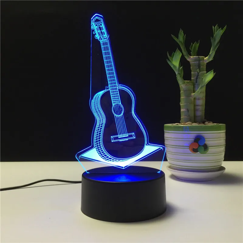 Гитара 3d настольная лампа Рождественский подарок 3D Ночник светильник Deco Enfant Chambre