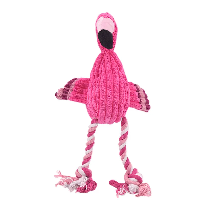 

Bite Resistant Squeak Dog Toys Flamingo Plush Pet interactive Toys Dog Chew Toy Popular Dolls Cartoon Toys For Small Large Dogs
