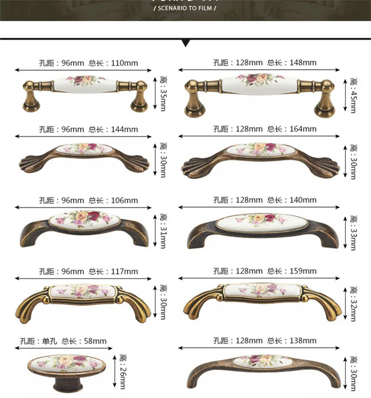 Европейская ретро керамическая ручка в стиле розового дворца шкаф винный шкаф дверная ручка шкафчика