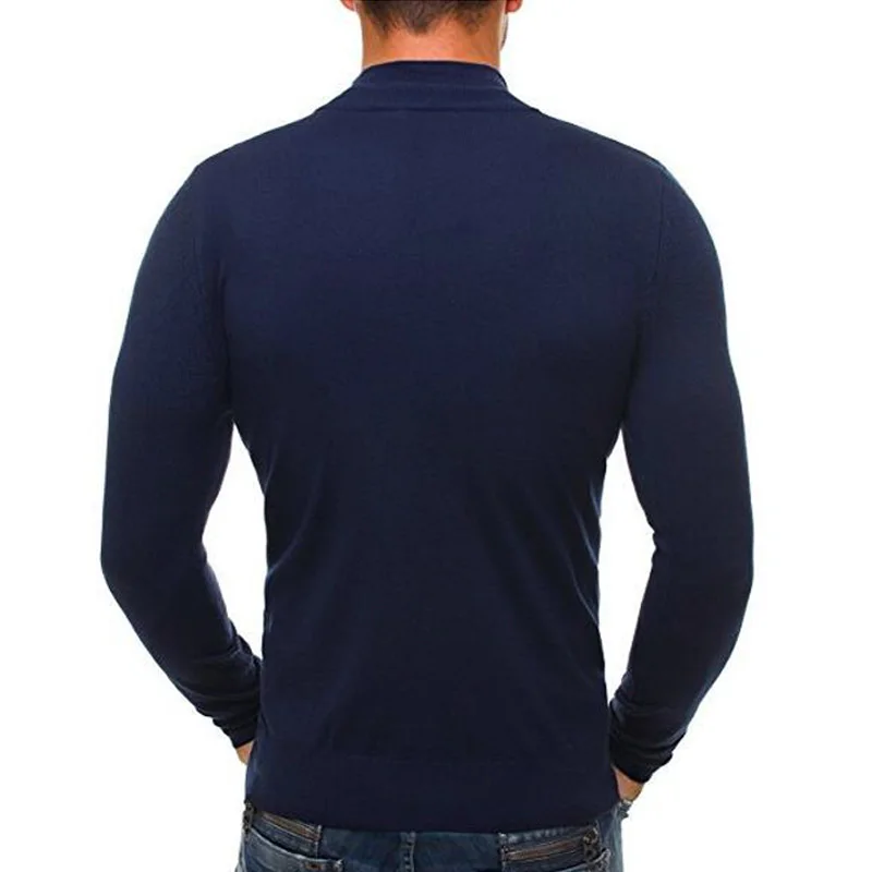 Мужские свитера, новинка, повседневный Хлопковый вязаный свитер с высоким воротом, мужской облегающий свитер с длинным рукавом, однотонный трикотажный пуловер для мужчин, размер M-3XL