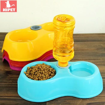 

HIPET Dual Port Dog Cat Drinking Feeding Feeder Bowl Plastic Automatic Water Dispenser Pet Feeder Bowls Supplies DropShipping