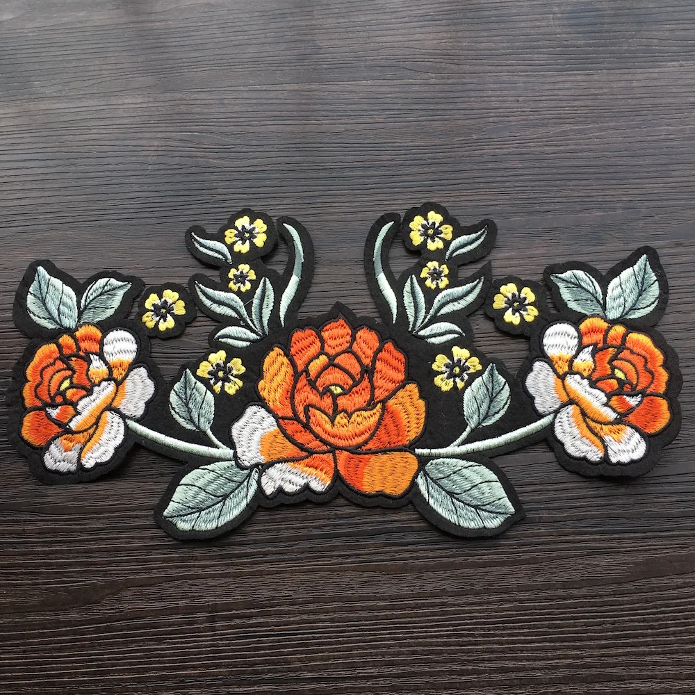 1pcs orange applique embroidery flower patches for clothing iron on 1pcs orange applique embroidery flower patches for clothing iron on