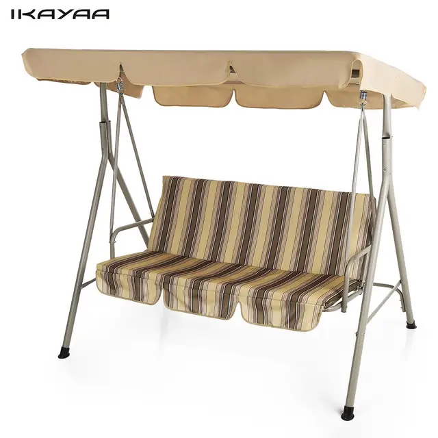 Ikayaa 3 Seater Patio Canopy Swing Glider Hammock Outdoor Porch Ikayaa 3 Seater Patio Canopy Swing Glider Hammock Outdoor Porch Chair Backyard Furniture Metal Frame